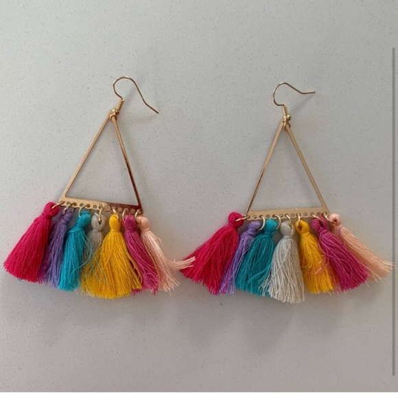 Tassel Fringe Gold Earrings - Picture 1 of 3